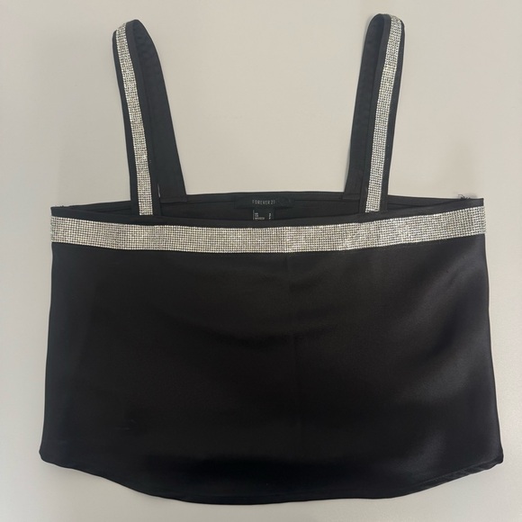 NWT Forever 21 black and rhinestone 2 piece cami and pants size S - Picture 6 of 16